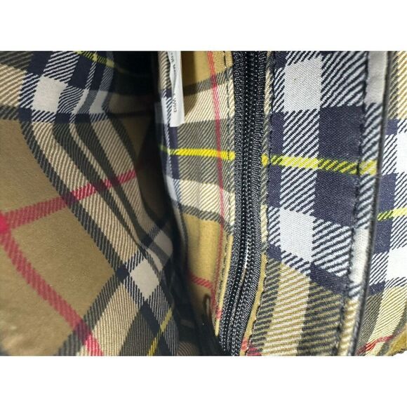 Unisex Faux Leather Black Crossbody Bag with Card Slots Plaid Lined - Picture 5 of 14